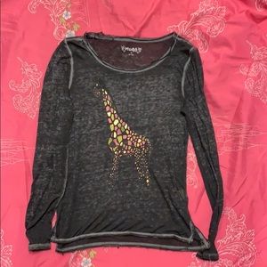 Girls long sleeve shirt with mosaic giraffe